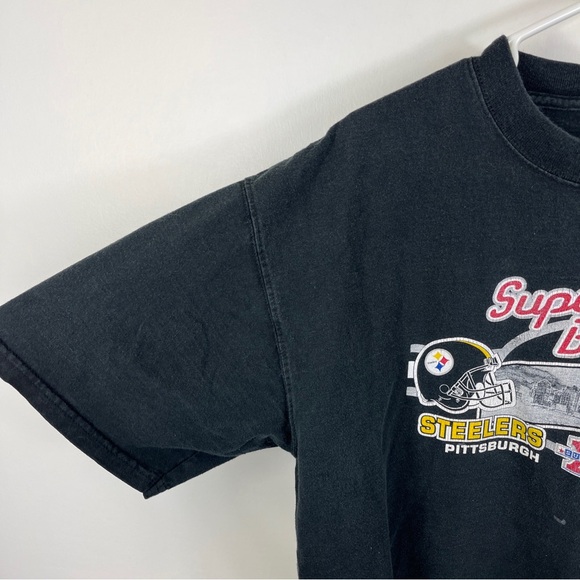 Pittsburgh Steelers Tshirt NFL Black Size XL Super Bowl XL Seahawks Distressed - Picture 8 of 14